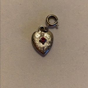 Sterling Heart charm with garnet stone